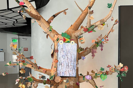 tree crafted of multi media materials