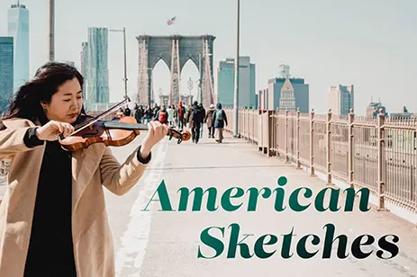 woman playing violin on bridge