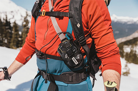 close up of hiker in snow