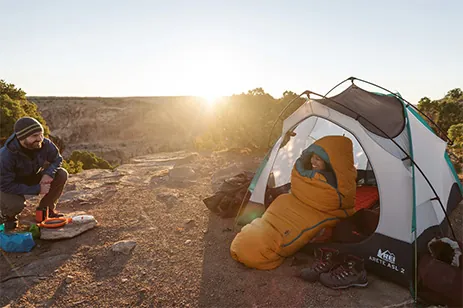 two people tent camping