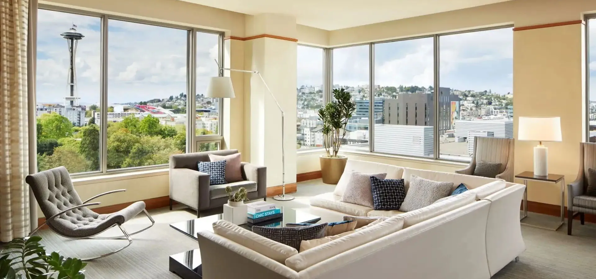 hotel room with view of space needle