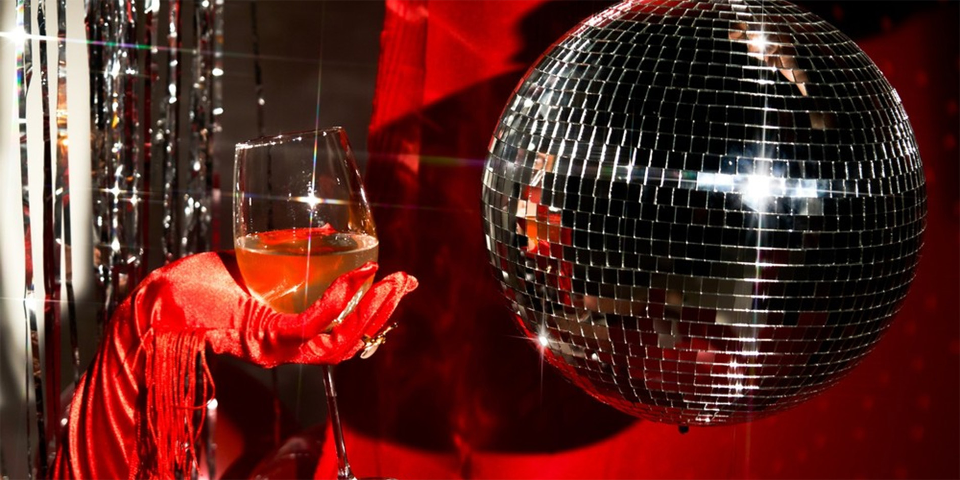 disco ball and champagne glass