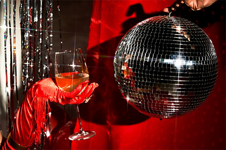 disco ball and champagne glass