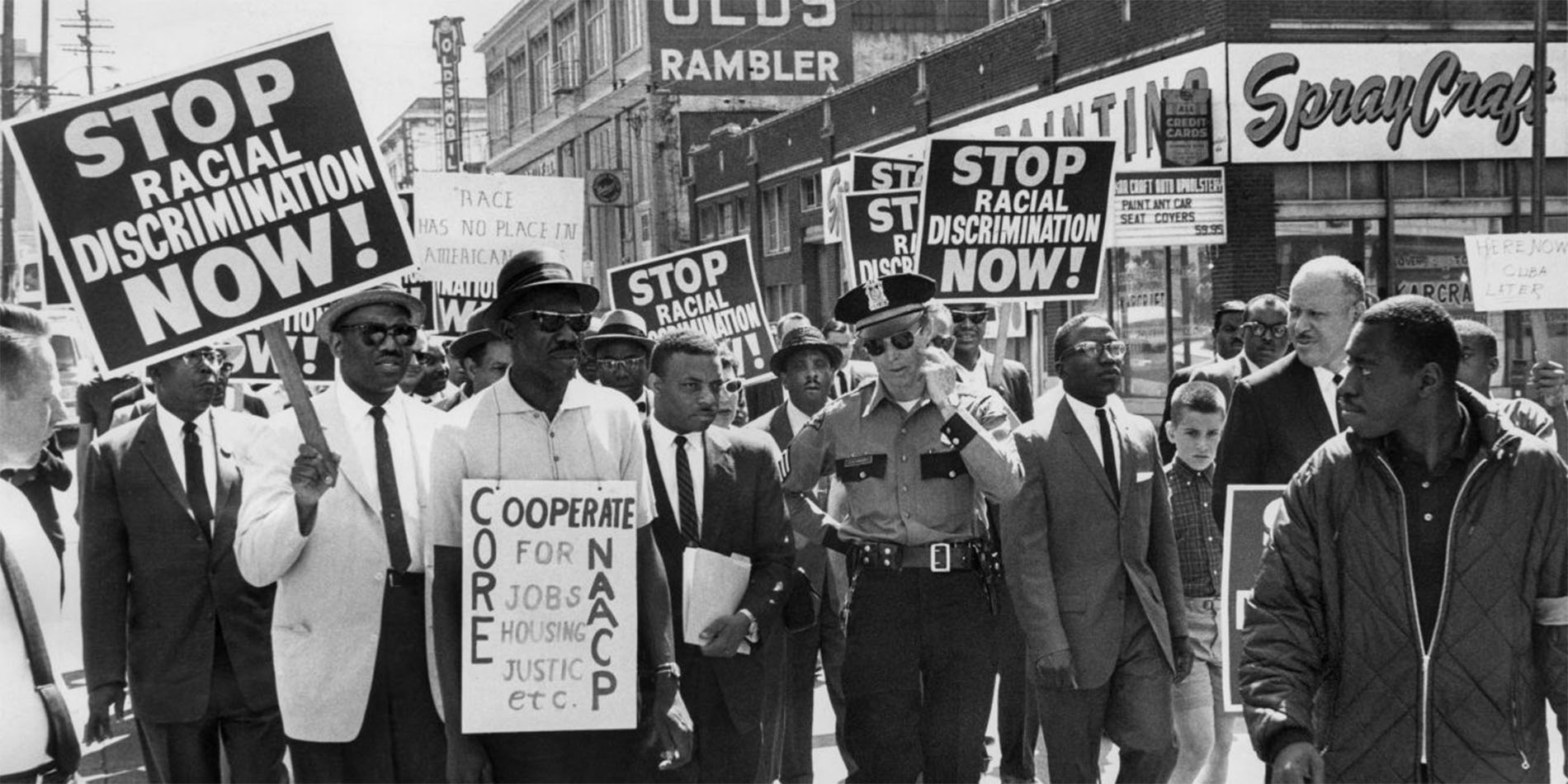 Group of people protesting racial discrimination