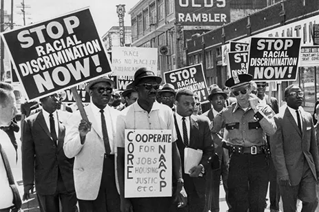 Group of people protesting racial discrimination