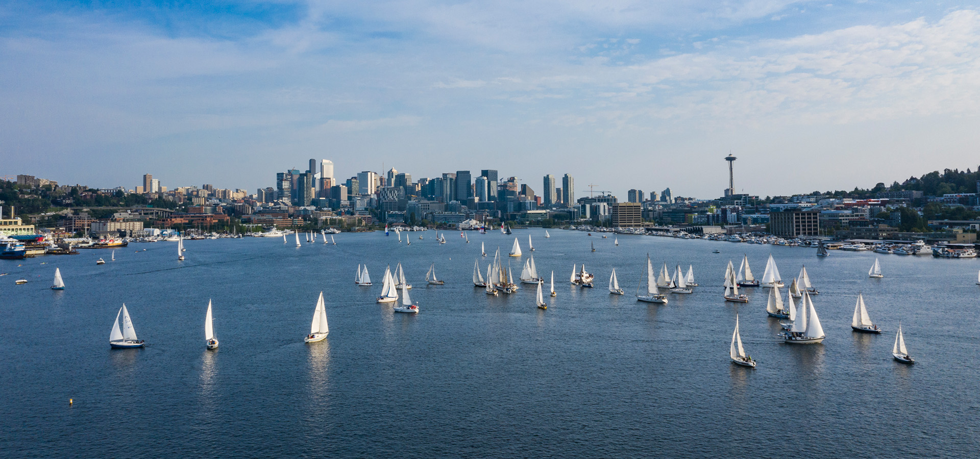 multiple sail boats on lake union