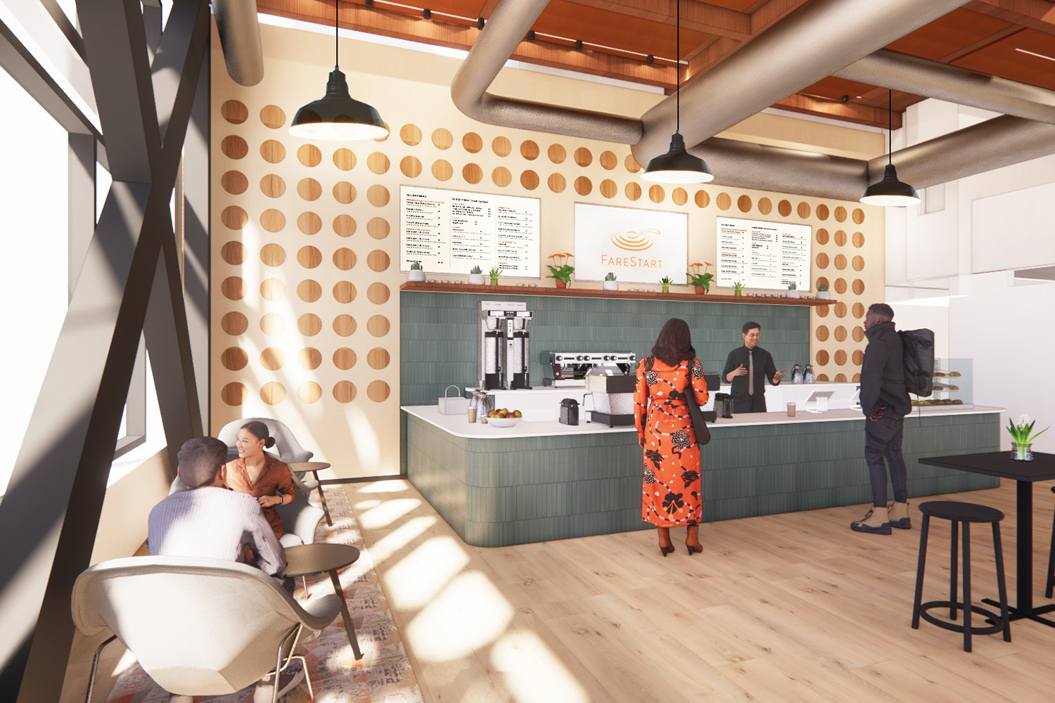 rendering of new farestart restaurant interior