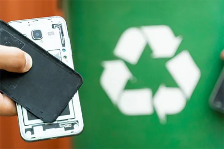 recycle sign with electronics