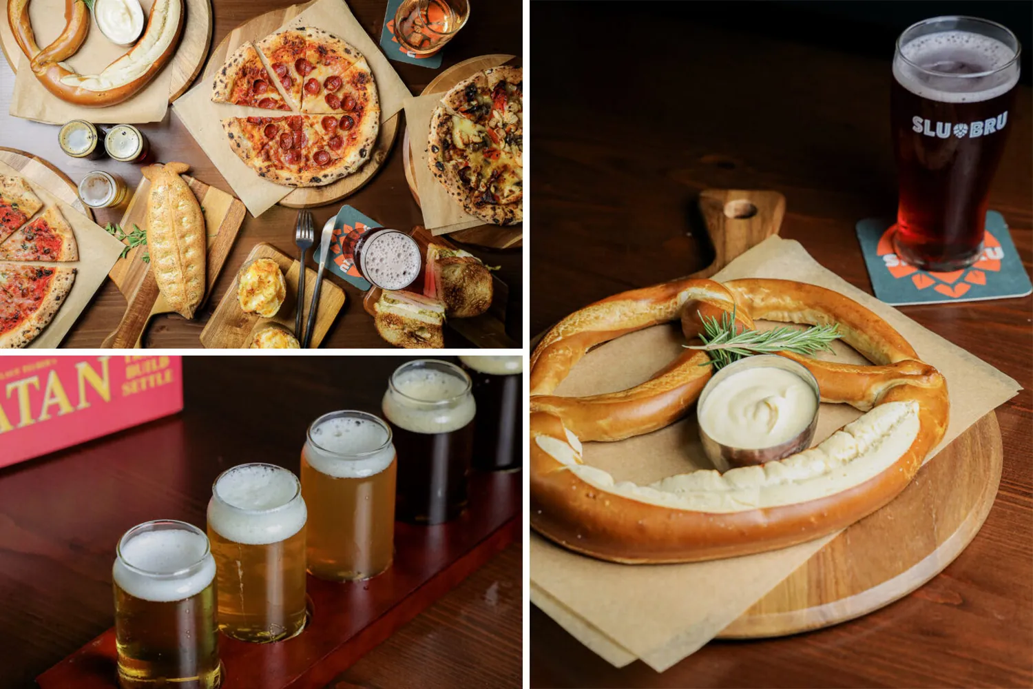 collage of food & beer